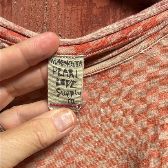 Magnolia Pearl Orange Checkered Long Sleeve Top in “Tabby” - Picture 2 of 4